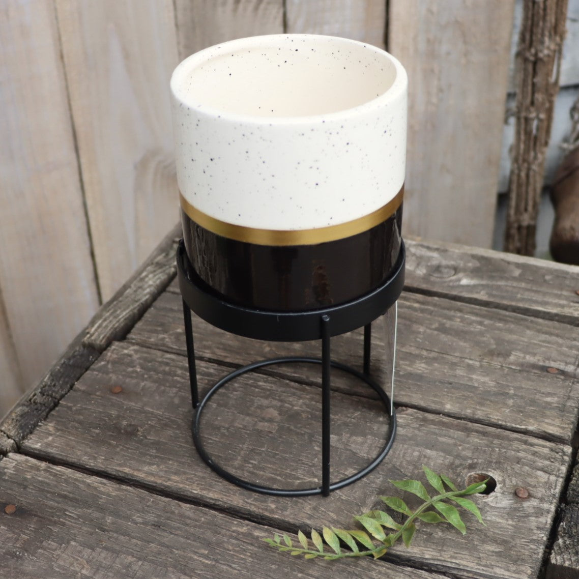 Small Ceramic Plant Pot with Stand
