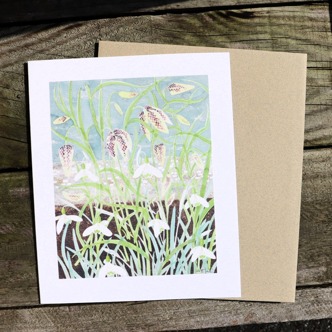 Fritillaries and Snowdrops Greetings Card