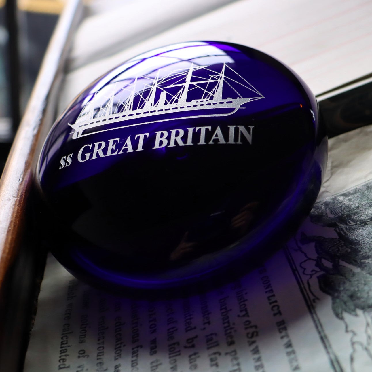 SS Great Britain Paperweight Bristol Blue Glass