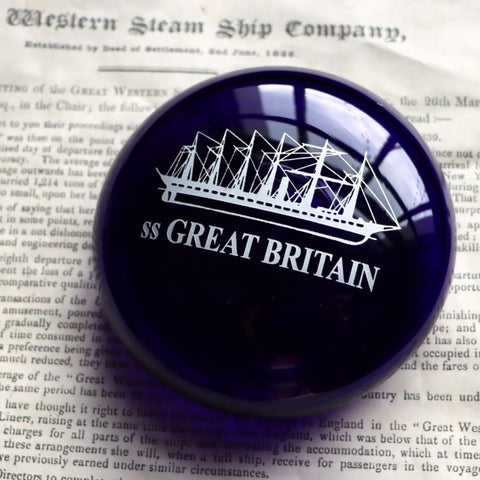 SS Great Britain Paperweight Bristol Blue Glass