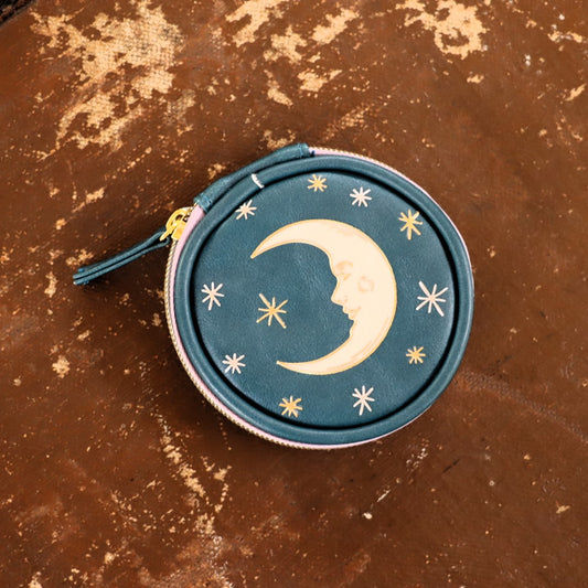Teal Moon Vegan Leather Pill Case