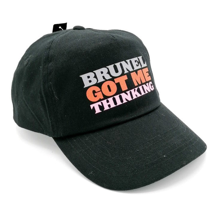 Black child's baseball cap with the slogan 'Brunel Got Me Thinking'