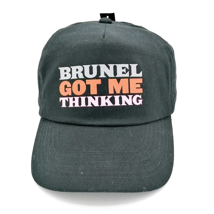 Black child's baseball cap with the slogan 'Brunel Got Me Thinking'