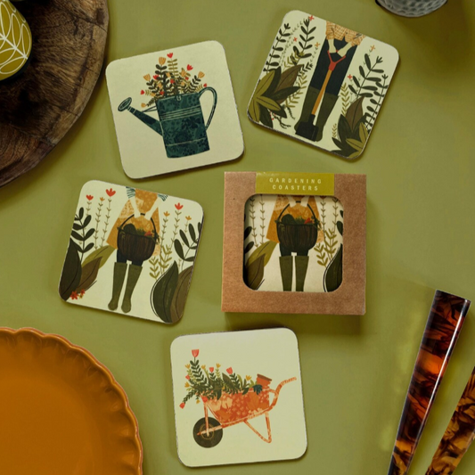 Gardening Coasters Illustration Set of 4