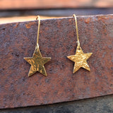 Hammered Brass Star Earrings
