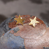 Hammered Brass Star Studs