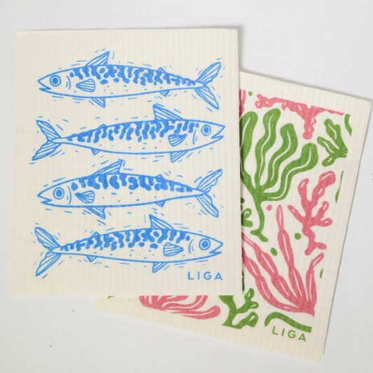 Mackerel and Seaweed Eco Dishcloths