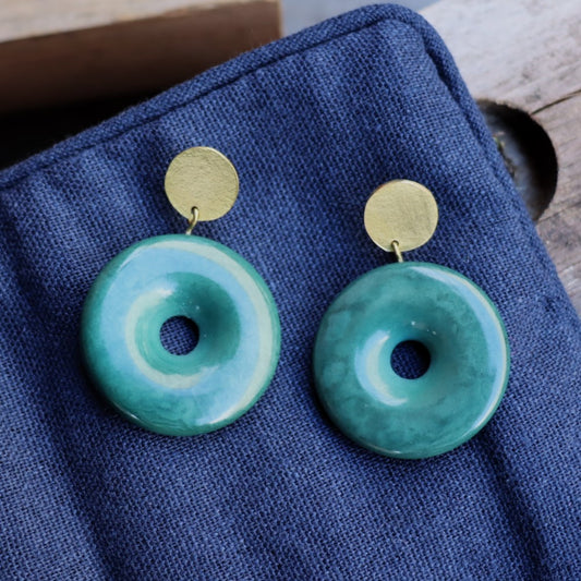 Magda Circle Studs Teal