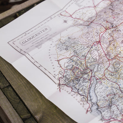 Antique County Map of Gloucestershire circa 1884