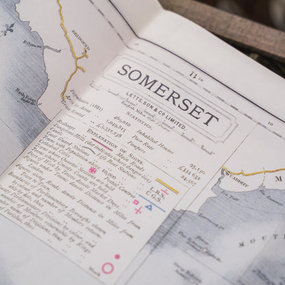 Antique County Map of Somersetshire circa 1884