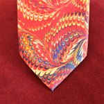 Red Marble End Paper Silk Tie