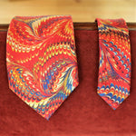 Red Marble End Paper Silk Tie