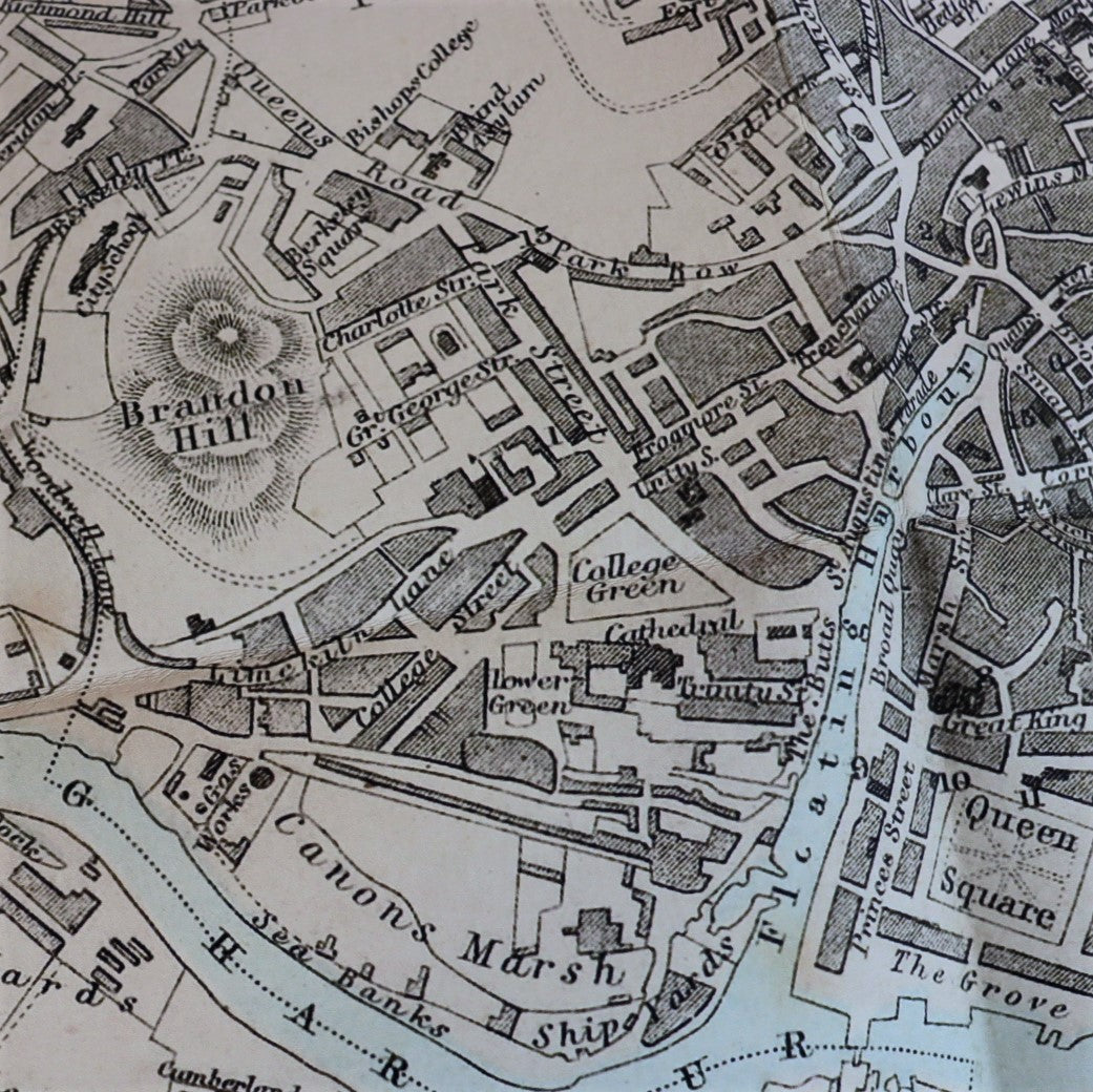 Old Map of Bristol City, England circa 1872