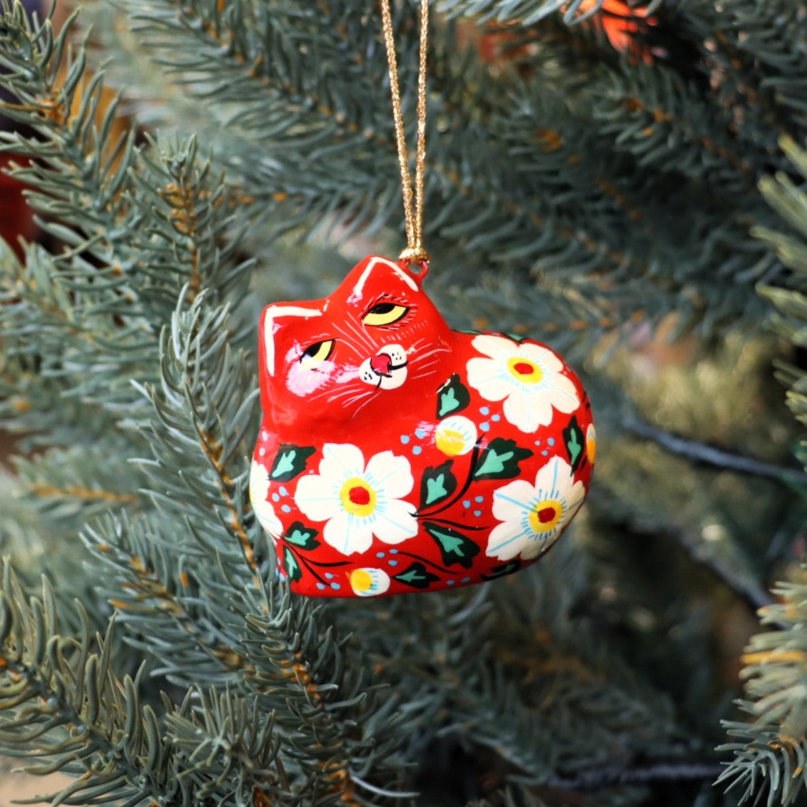 Papier Mache Cat Decoration