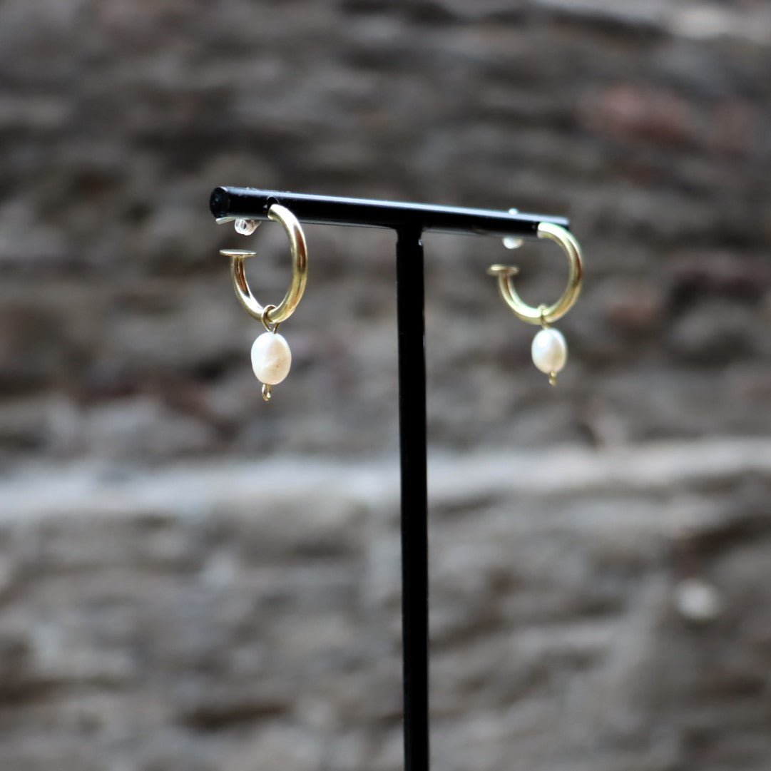 Pearl Hoop Earrings (small)