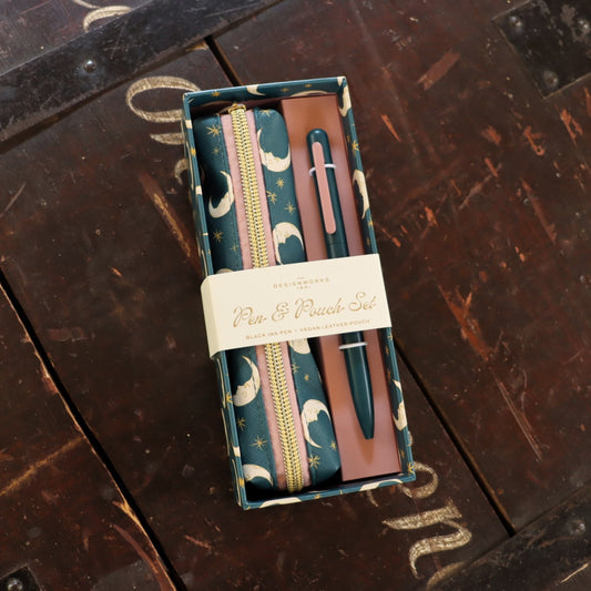 Teal Moon Pen & Pouch Set