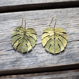 Hammered Tropical Leaf Earrings