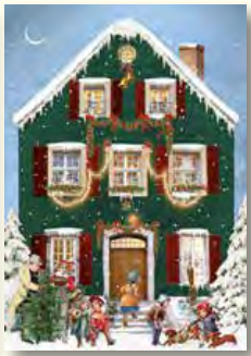 Victorian Christmas Houses Advent Calendar Cards