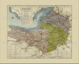 Antique County Map of Somersetshire circa 1884