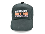 Black child's baseball cap with the slogan 'Brunel Got Me Thinking'