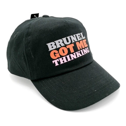 Black child's baseball cap with the slogan 'Brunel Got Me Thinking'