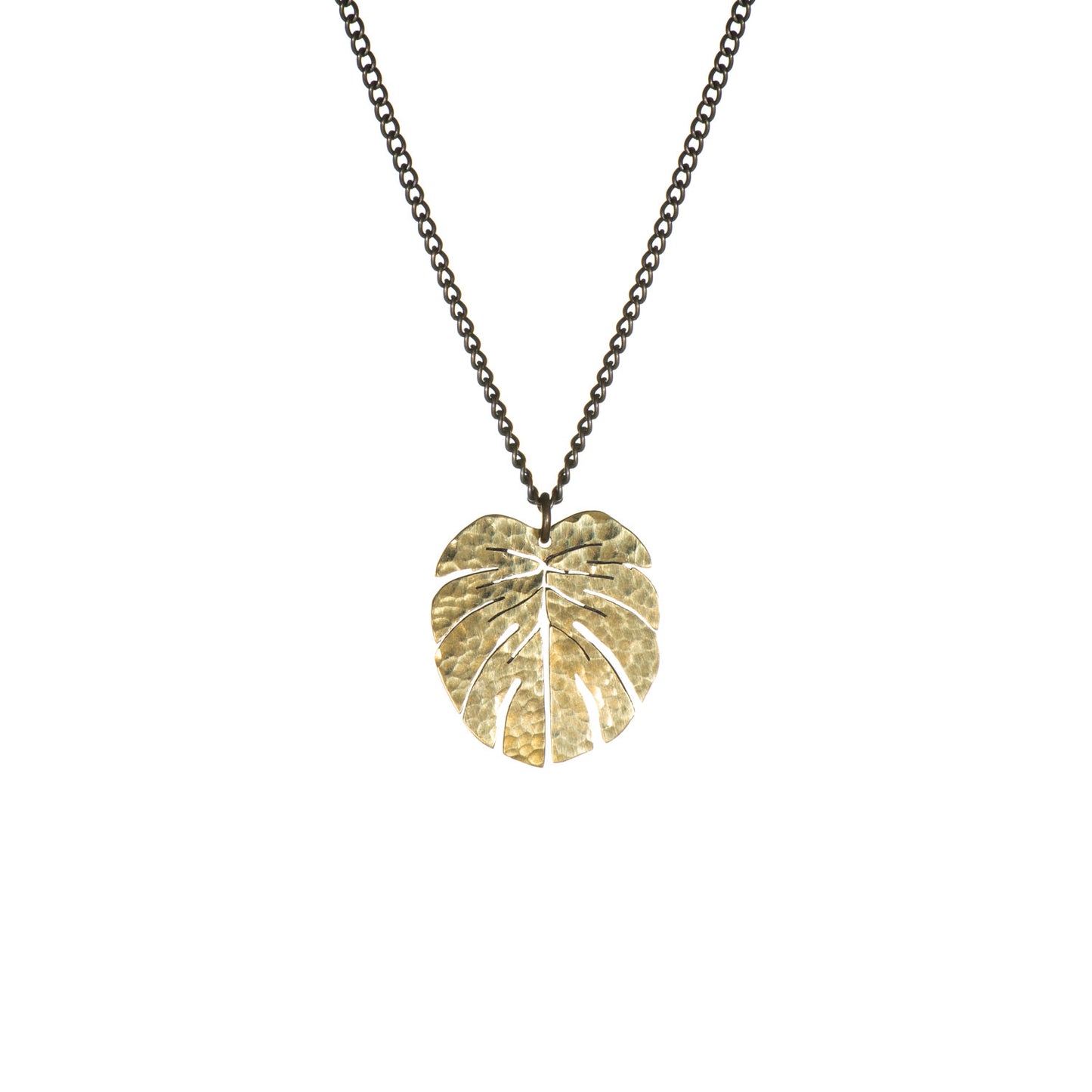 Hammered Tropical Leaf Pendant