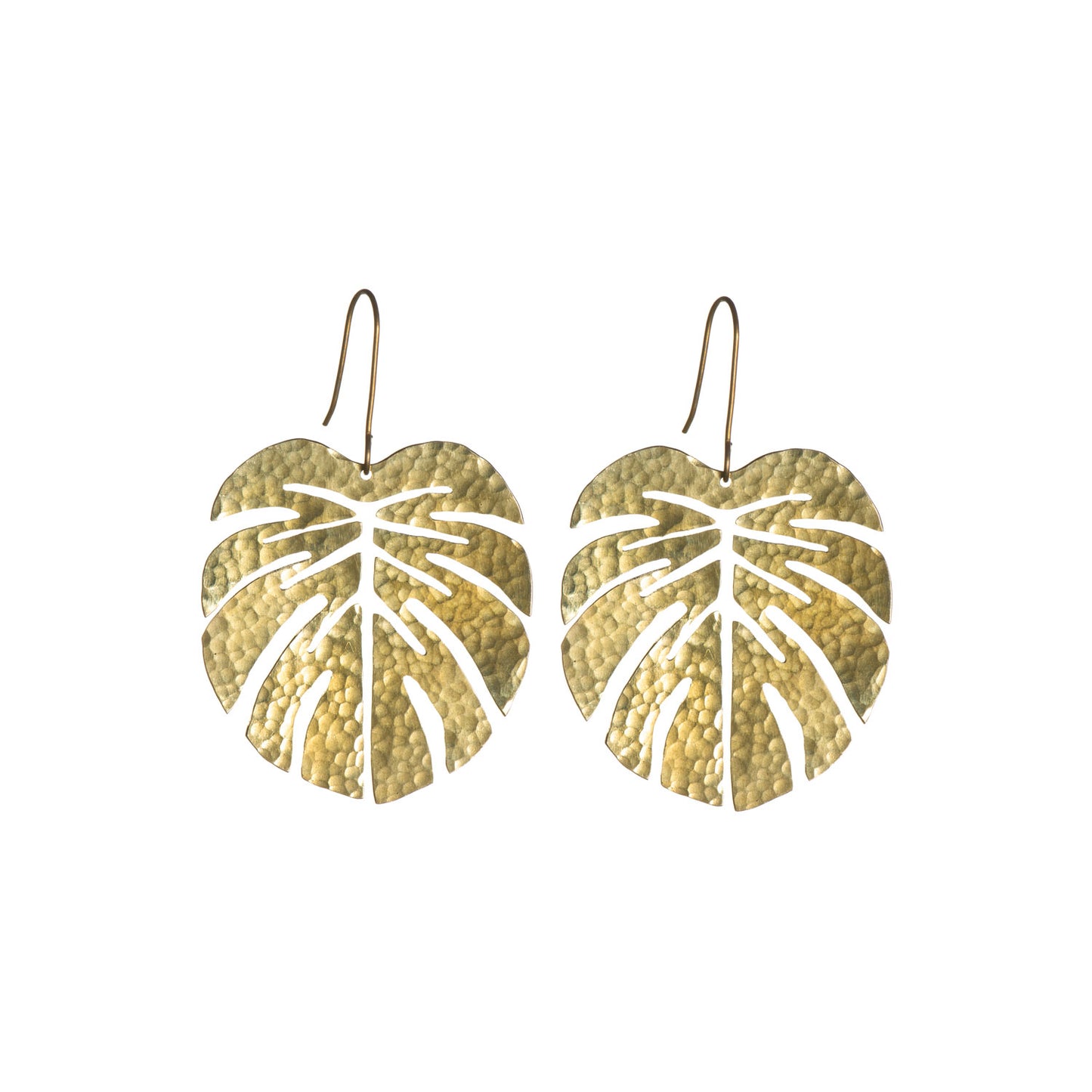 Hammered Tropical Leaf Earrings