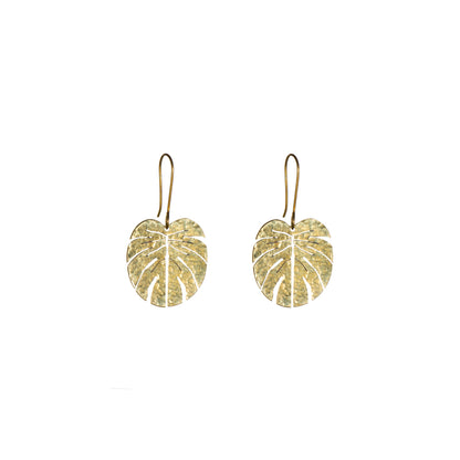 Hammered Tropical Leaf Earrings