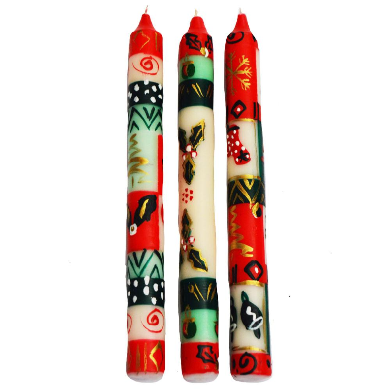 Set of 3 Painted Dinner Candles