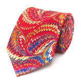 Red Marble End Paper Silk Tie